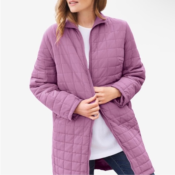 Woman Within Forest Green Hooded Trench Coat with Quilted Liner - Picture 6 of 7